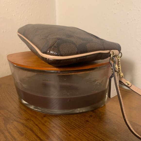 Coach Women's Signature PVC Corner Zip Large Wristlet SV/Brown Azalea F51258 - Picture 13 of 16